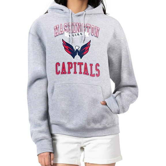 Women's G-III 4Her by Carl Banks Heather Gray Washington Capitals Team Logo Tri-Blend Fleece Pullover Hoodie