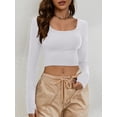 thumbnail image 6 of KelaJuan Women's Slim Fit Crop Tops Long Sleeve Scoop Neck Solid Color T-Shirts Blouses with Thumb Holes, 6 of 6