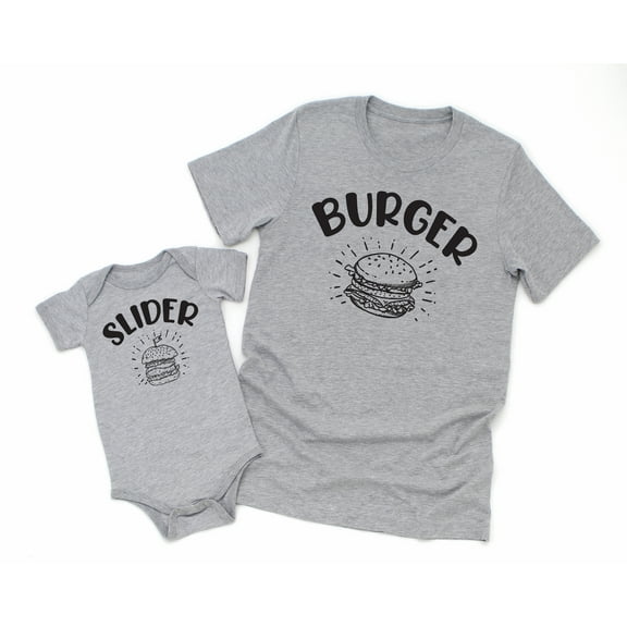 Burger Men's T-Shirt Funny Matching Food Graphic Slider Baby Bodysuit Kids Toddler Shirt