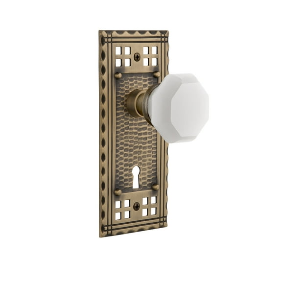 Nostalgic Warehouse Crawaw_Prv_234_Kh Craftsman Solid Brass Rose Privacy Door Knob Set -