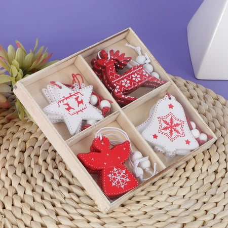 

Christmas Small Ornament And Thick Wood Materials Not Easily Go Mouldy 12pcs Sets Christmas Hanging Pendant For Christmas Tree