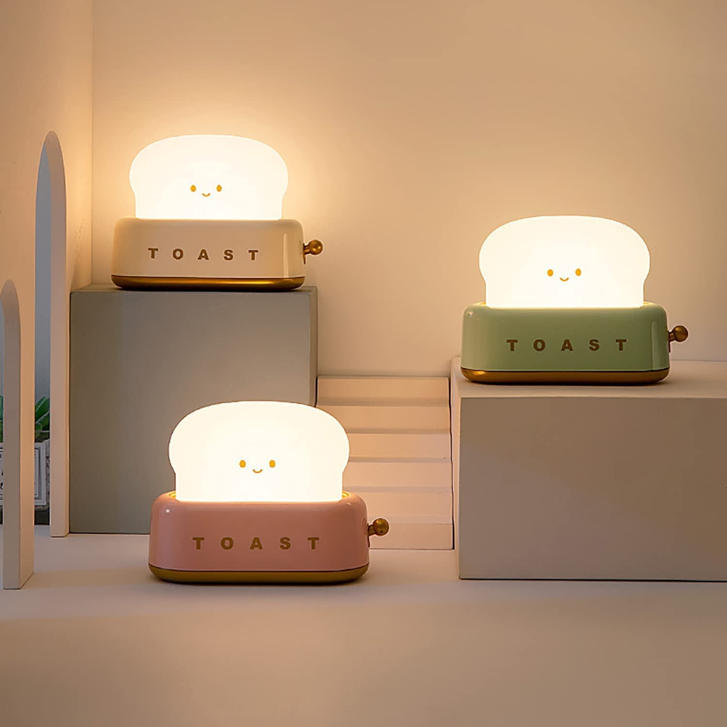 LINLIN Cute Toast Night Light,Rechargeable Timer Adjustable Brightness Bread LED Night Lamp,Portable Bedroom Bedside Sleep Lamp Dimmable for Baby Girls Boys Birthday Children's Day Gifts