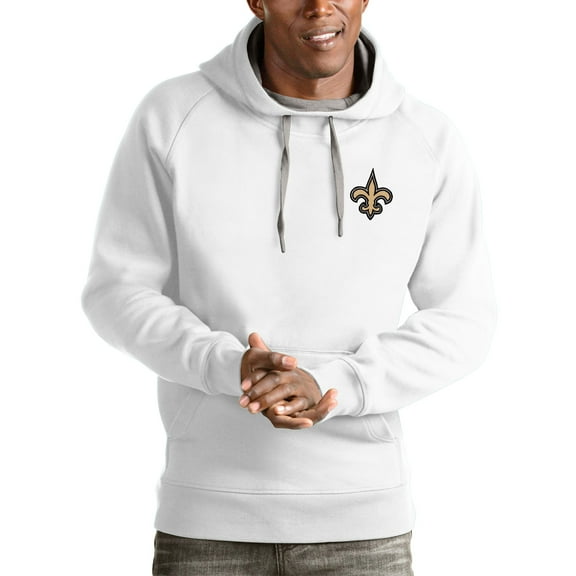 Men's Antigua White New Orleans Saints Logo Victory Pullover Hoodie