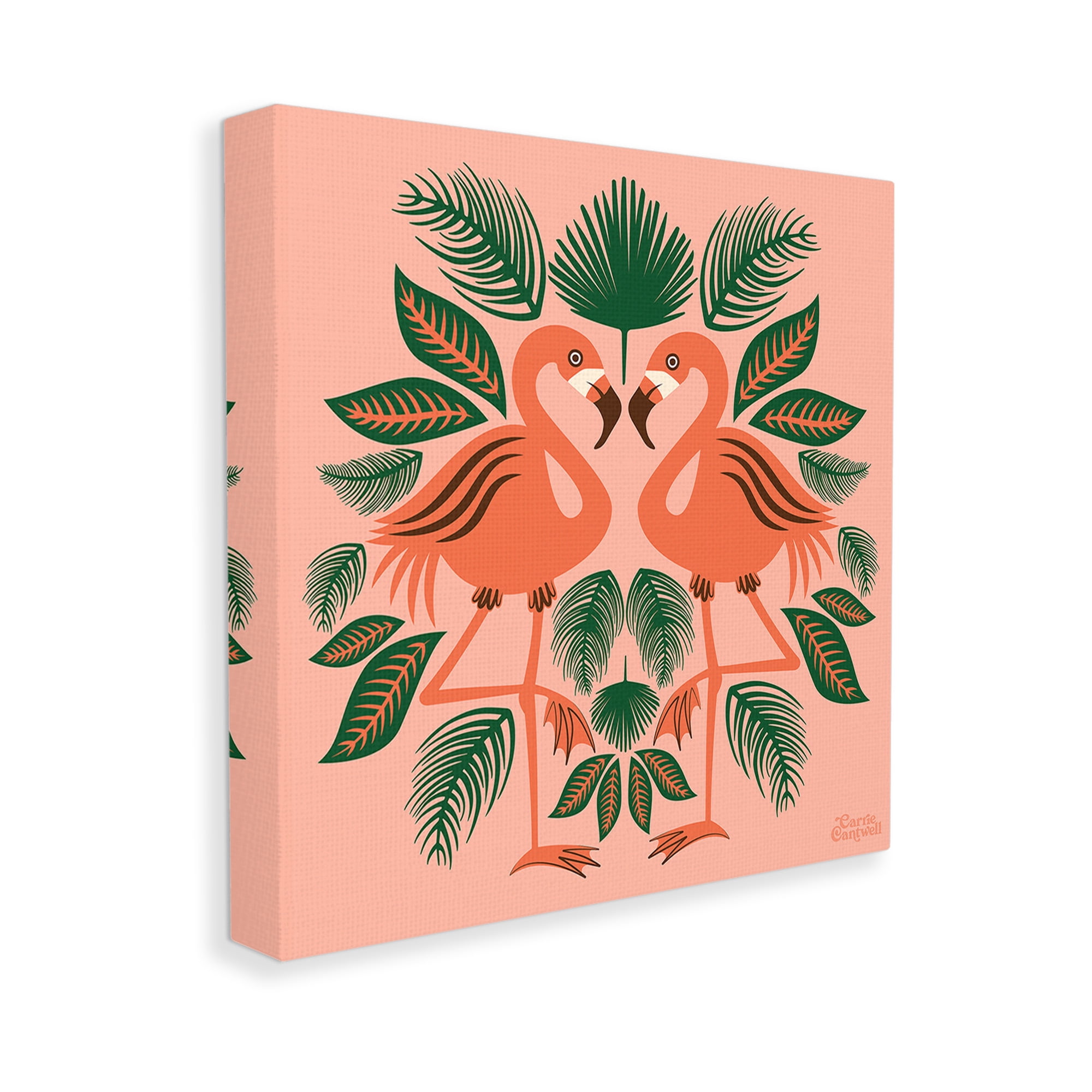 Stupell Industries Symmetrical Tropical Flamingos Animals & Insects Painting Gallery Wrapped Canvas Art Print Wall Art, 24 x 24