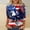 A73 Navy, variant on Xdegoge USA Vintage American Flag Stars Stripes Color Block T Shirt for Women Three Quarter Sleeve Crewneck Casual 4th of July Patriotic Summer Holiday Tees Tops