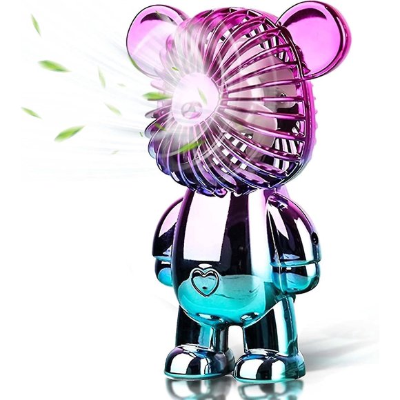 Portable Fan,mini Cute Bear Desk Fan Small Quiet,3-speed Adjustable Usb Powered Fan,electroplating C