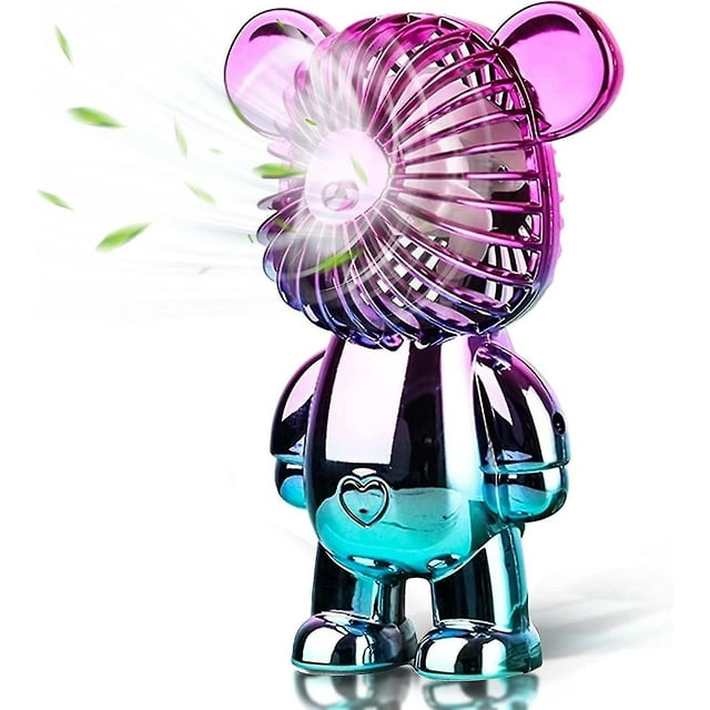 Portable Fan,mini Cute Bear Desk Fan Small Quiet,3-speed Adjustable Usb Powered Fan,electroplating C