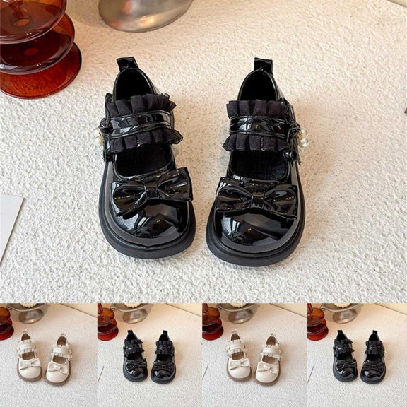 Bxsruta Girls Mary Jane Shoes Bowknot Flat Dress Shoes Princess Shoes for Kids Toddler
