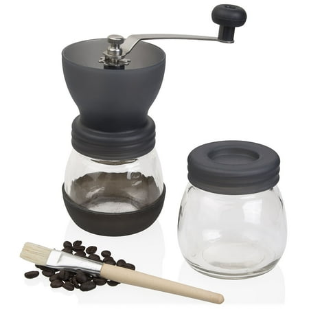 Jumbl Ceramic Coffee Hand Crank Manual Grinder - Adjustable to Different Grind Sizes Includes Brush -Colors May