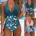 thumbnail image 5 of Joernso Women Monokini Halter Sleeveless One-piece Swimsuit Patchwork Color Backless Tummy Control High Waisted Bathing Suit, 5 of 6