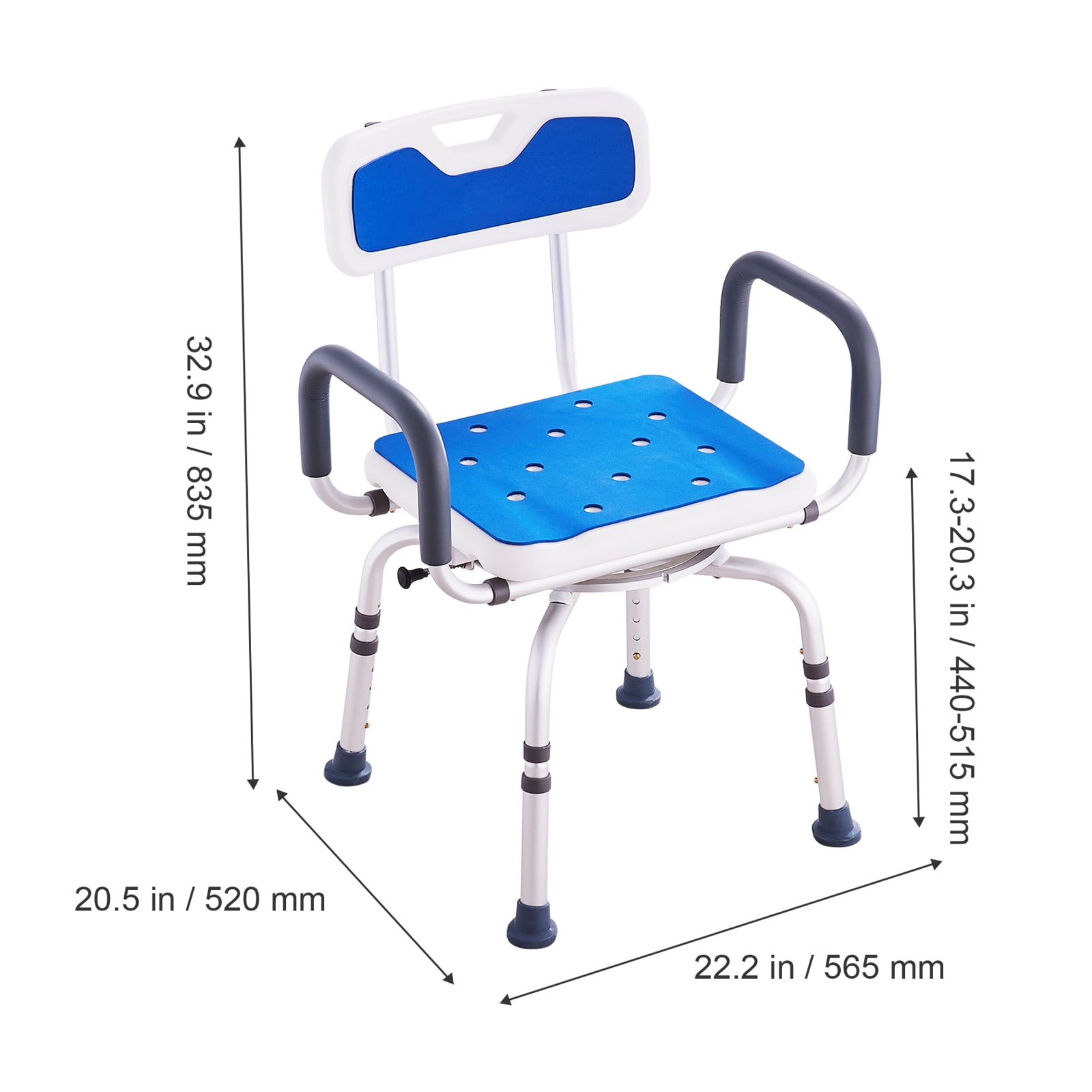 KFFKFF Rotating Bath Chair, 360° Swivel, with Supportive Armrests & Back, Secure & Stable for Shower/Bathtub Use, Ideal for Seniors & Mobility Impaired, Supports up to 400lbs