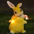 thumbnail image 5 of YingYouFu Easter Solar Light Statue Resin Rabbit and Butterfly Figurine for Outdoor Garden Yard Decoration Yellow, 5 of 8