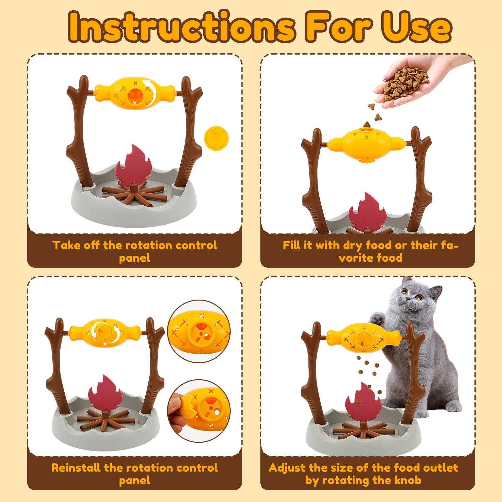 Cat Treat Dispensing Slow Feeder with 3 Dispensing Holes Interactive Cat Treat Dispenser Toy Enrichment Interactive Stimulation Toy for Kitten
