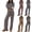 Blue, variant on CHUMUD Two Piece Sets for Women Pants Set Summer Vacation Outfits Long Sleeve Button Tops Trousers Lounge Matching Sets Striped Fashion Clothes Casual Going Out
