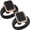 Black and Rose Gold, variant on Emerald Silicone Rings with Metal Frame & CZ Stones - 2 Rings Set