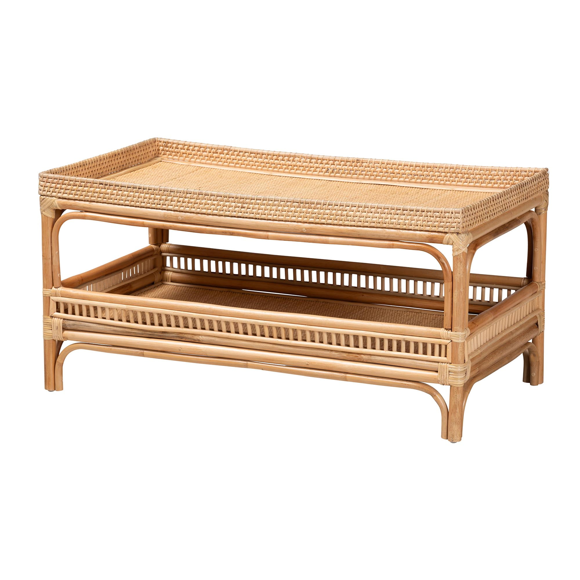 bali & pari Lombok Boho Coffee Table, 2-Tier, Natural