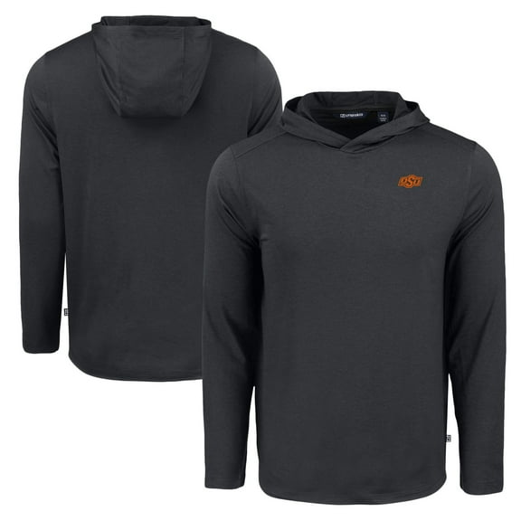 Men's Cutter & Buck Black Oklahoma State Cowboys Coastline Epic Comfort Eco Recycled Long Sleeve Hoodie T-Shirt