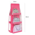 thumbnail image 6 of Hanging Bag 3 Layers with Hanging Hook High Capacity Transparent Collapsible 6 Pockets Dust Proof Handbag Storage Bag Household Products, 6 of 8