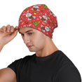 thumbnail image 3 of Xecao Cute Christmas Bunny Print Beanie Knitted Hat for Men Women, Winter Fashion Knit Cuffed Caps Unisex, 3 of 7