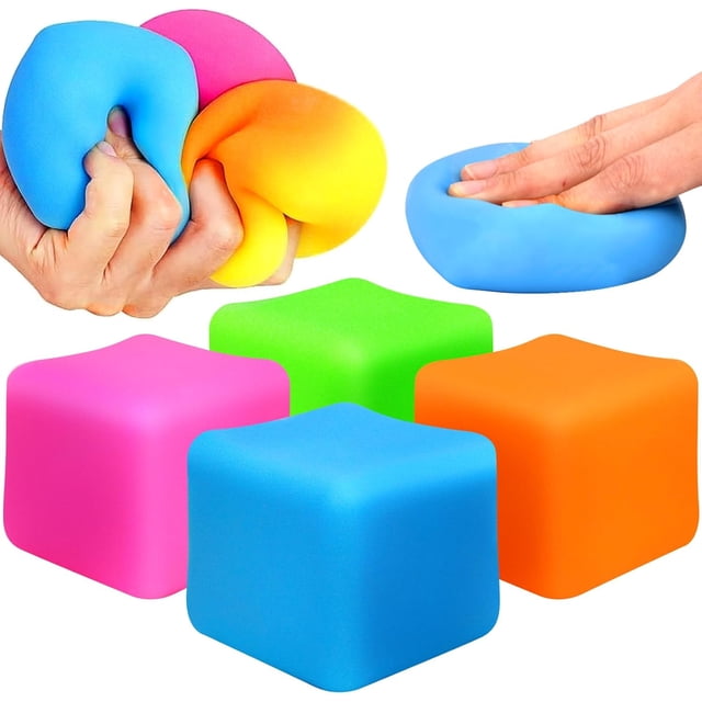 bolas de estrés en forma de cubo para adultos y niños, juguete antiestrés para niños, bola de estrés Squishy Rainbow Needoh, juguetes sensoriales, juguetes para aliviar la ansiedad