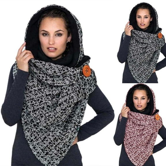 Holiday Gifts! Titcea Winter Scarf for Women Buttons Decoration Retro Style Shawls Wraps Windproof Warm Outdoor Cold Protection Scarves
