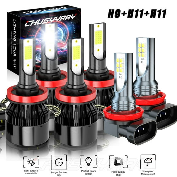 For Nissan Versa 2021-2022 LED Headlight High Low Beam Fog Light Bulbs Kit 6000K White Qty 6