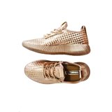 LUCKY STEP Women's Metallic Fashion Sneakers - Studded Leatherette, Slip-On, Lightweight Casual Walking Shoes