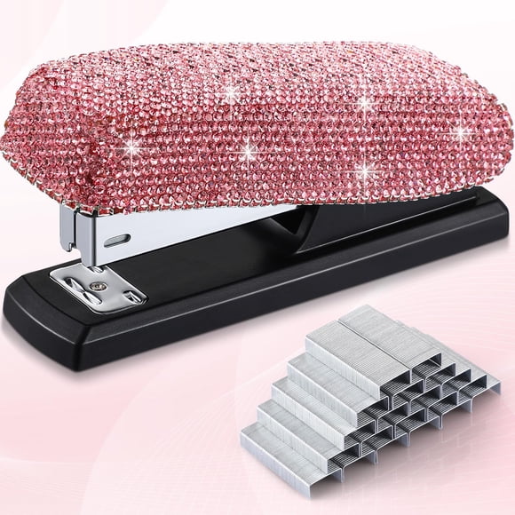 Diamante de imitación hecho a mano de cristal rosa Stapler Yexiya Bling de 11,5 cm