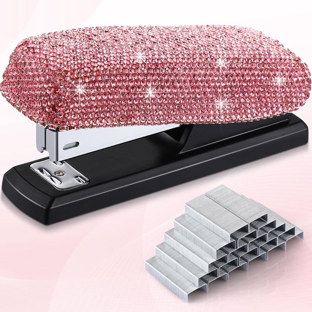 Diamante de imitación hecho a mano de cristal rosa Stapler Yexiya Bling de 11,5 cm