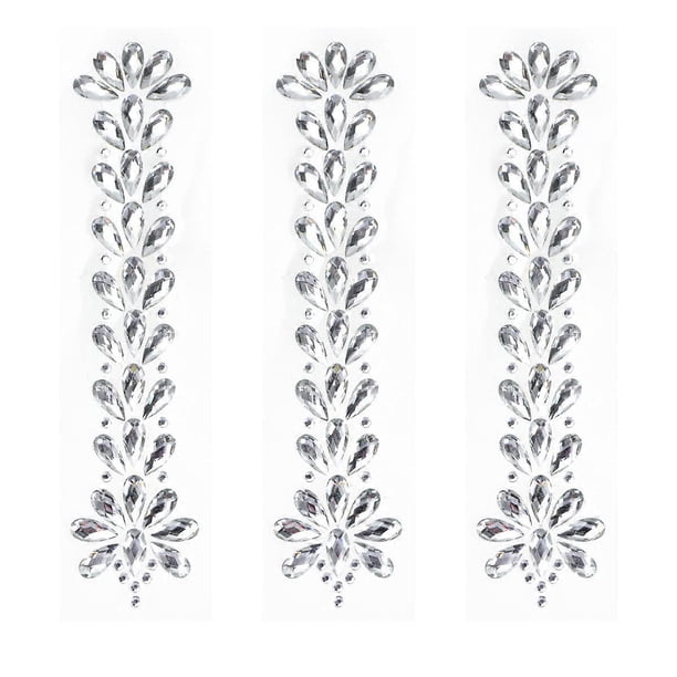 Self-Adhesive Shiny Rhinestone Sticker 3 Sheets Ideal For Home Decoration And Art Projects Suitable For Girls And Kids White Style