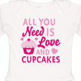 thumbnail image 4 of Inktastic Valentines Day All you Need is Love and Cupcakes Boys or Girls Long Sleeve Baby Bodysuit, 4 of 5