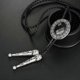 thumbnail image 3 of Bolo tie, Handmade Round Shape Western Cowboy Bola tie black, 3 of 4