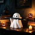 thumbnail image 5 of Halloween Ghost Figurine, Funny Resin Pen Holder Ghost Statue, Cute Decor for Halloween Decorations Desk Indoor and Porch Spooky Home Decor, 5 of 9