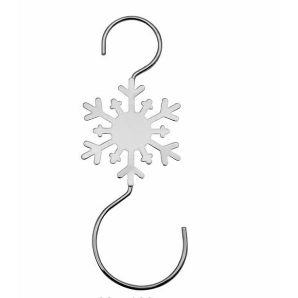 Juego de gancho para adornos navideños | Colgadores metálicos en forma de S tipo copo de nieve | Gancho decorativo para colgantes de pared para bolas de árbol Faroles LED florales | Pack de 10