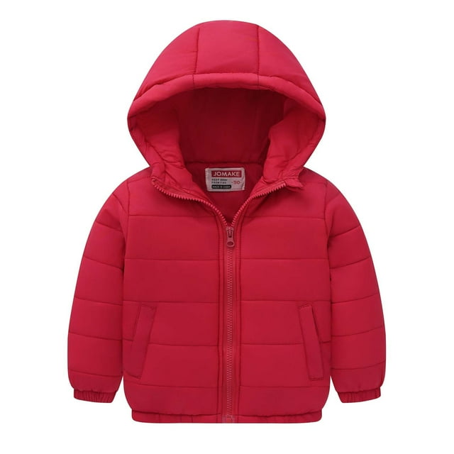 Boys And Girls Hooded Pockets Solid Color Soft Lightweight Cotton Jacket