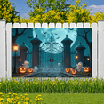 thumbnail image 4 of Halloween Theme Decorative Banner Spooky Atmosphere Jack o Lanterns Gate Design for Outdoor Decorating Holiday Party Night, 4 of 5