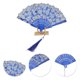 thumbnail image 3 of Ofertas Únicas 1 Pc Abanico de Cerezos con Borla para Mascarada de Tela de Seda Azul, 3 of 5