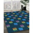 thumbnail image 3 of Ahgly Company Machine Washable Indoor Round Transitional Glacial Blue Ice Blue Area Rugs, 3' Round, 3 of 7