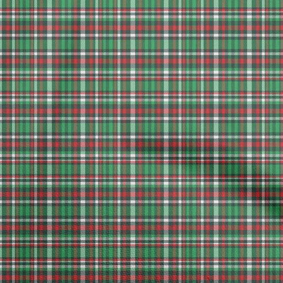 oneOone Silk Tabby Green Fabric Plaid Fabric For Sewing Printed Craft Fabric By The Yard 42 Inch Wide