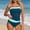 Swimwear-661Light Blue, variant on Xdegoge Swimsuits for Women Strapless Bandeau Top Regular Bottom Two Piece Tankini Sets Smooth Color Block Striped Trim Modest Tummy Control Beachwear
