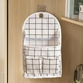 thumbnail image 2 of Leodye 1pcs Middle Wall Hanging Organizer Bag, Linen Fabric Door Hanging Storage Basket with Pockets, Waterproof Bin for Kitchen, Bedroom, office-9.06x3.54x15.75in, 2 of 6