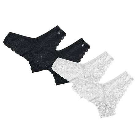 Scyoekwg Womens Underwear Bikinis Briefs Solid Color Mid Waisted Hipster Panties V-Waisted Hip Wrap Triangular Lace Underwear Breathable Ladies Panties Underpants 4 Pack(White XL)