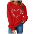 thumbnail image 1 of TIMIFIS Chandail Molletonné Surdimensionné pour Femmes Valentines Day Tenue Femmes Décontractée Chandail à Col Rond à Enfiler Hauts Mignon Imprimé Amour Chandail à Manches Longues Chemise - Printemps/été, 1 of 4
