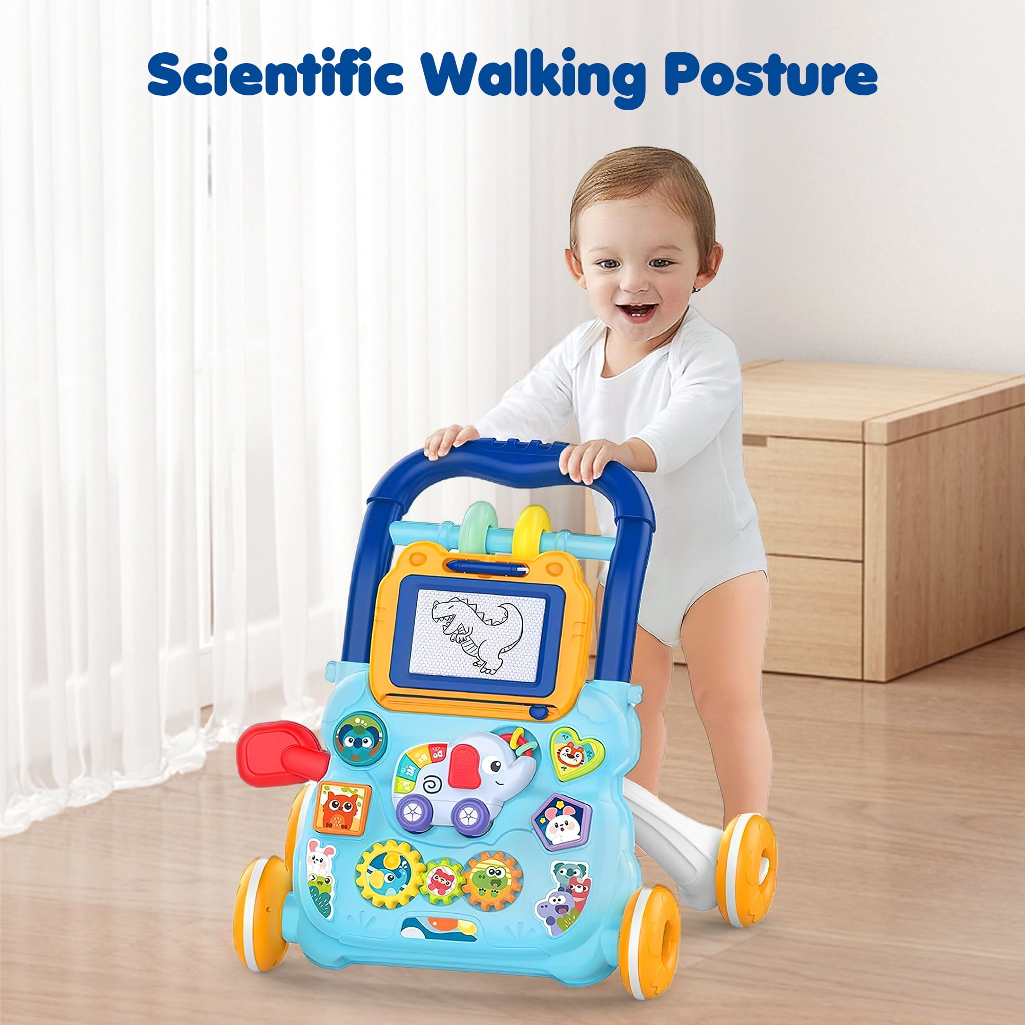 Carsky 2-in-1 Baby Push Walker Toy, Sit to Stand Toddler Learning Push Toys for 6-18 Months, Educational Toys for 1 Year Old, Gift for Infant Boys Girls.