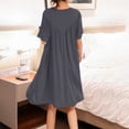 thumbnail image 5 of HAiming Nightgowns for Women Comfy Short Sleeve Loose Smocked Maxi Pajamas Solid Color Casual Scoop Neck Everyday Vacation Sleepwear, 5 of 7