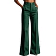 thumbnail image 7 of TEAJOPSUU Womens Pinstripe Flare Dress Pants High Waisted Button Fly Slim Bootcut Trousers with Pockets Business Casual Work Office Wear Green, 7 of 7