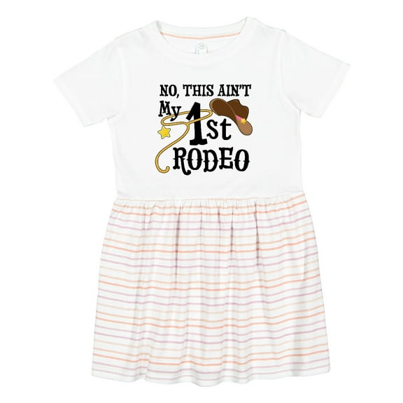 Inktastic No, This Ain't My 1st Rodeo Cowboy Hat and Lasso Girls Toddler Dress