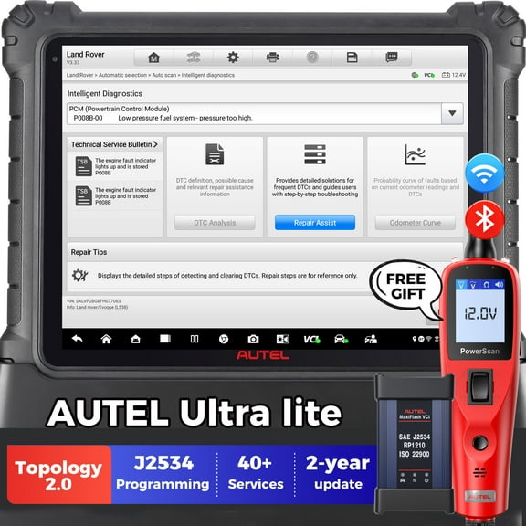 Autel MaxiCom Ultra Lite Scanner w/ Free PS100:Topology Mapping, Motor TruSpeed Repair, E'CU Pr0gramming, 40 Service,Same as MaxiSys MSUltra,2-Yr Free Updates
