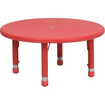 Maklaine 33" Round Height Adjustable Plastic Activity Table In Red