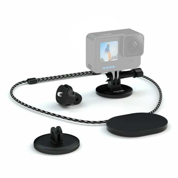 UURIG Magnetic Neck Mount Holder for Action Cameras - Hands-Free Shooting, Compatible with GoPro/DJI/Insta360, Phone & Digital Camera Adapter, Adjustable Angle, Lanyard Included